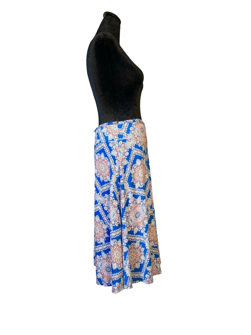 Renee C. Bright Blue Medallion A-Line Skirt Size Medium - Picture 4 of 8